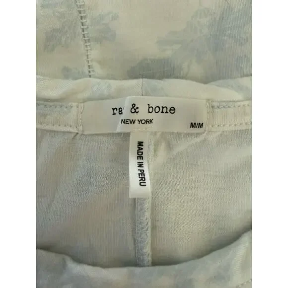 Rag & Bone All Over Julie Floral Tee White Blue Size Medium - Picture 6 of 7